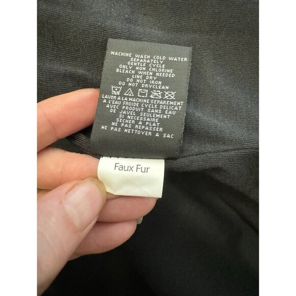 Steve Madden Size Med Lake Ode‎ Faux Fur Buffalo Plaid Check Gray Black Coat - Picture 7 of 14
